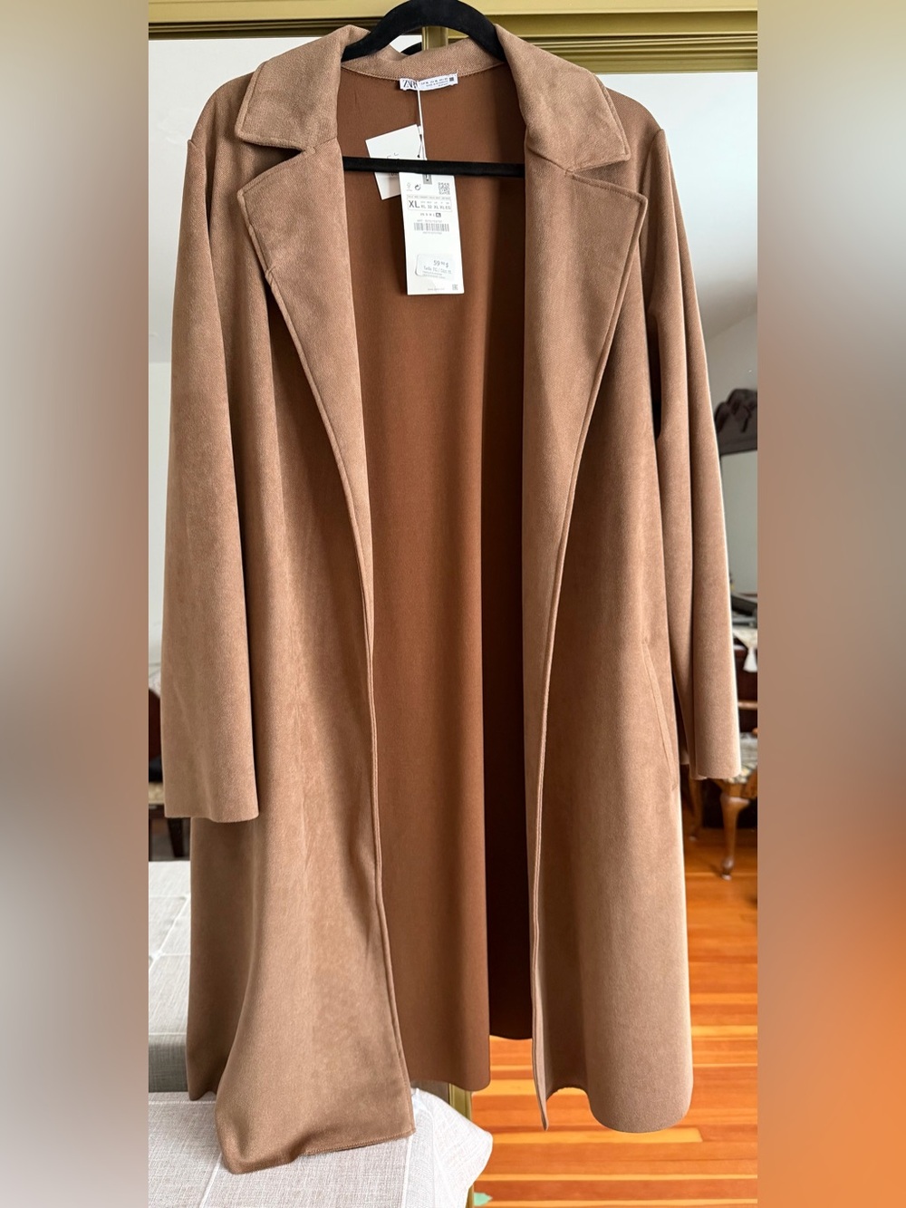 Zara BNWT Open Front Duster Coat in Camel